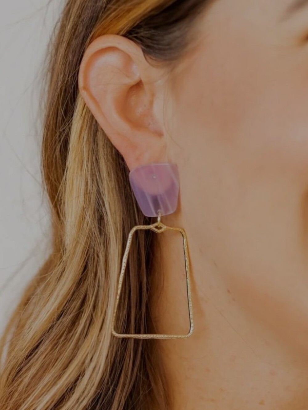 Soft Lilac Hypoallergenic Gold Drop Earrings